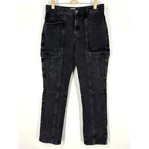 NWOT ZARA Black Straight Leg Cargo Jeans 4
